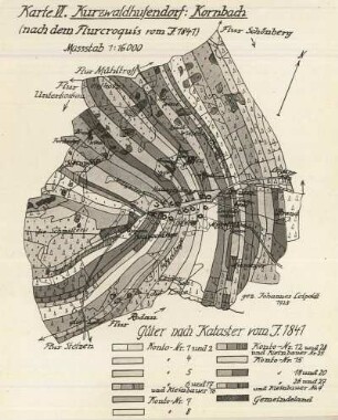 Kornbach Kreis Plauen, Kurzreihendorf mit Waldhufenflur : aus Leipoldt: Geschichte der ostdeutschen Kolonisation im Vogtland. 1927