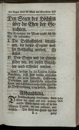 Den Segen des Höchsten über die Ehen der Gerechten