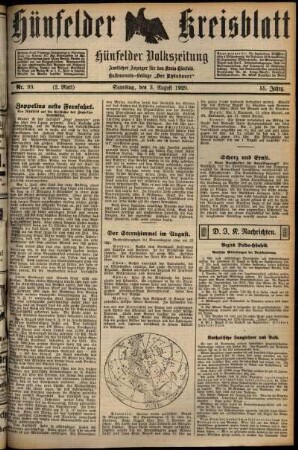 Zweite Ausgabe vom Samstag, den 03. August 1929.