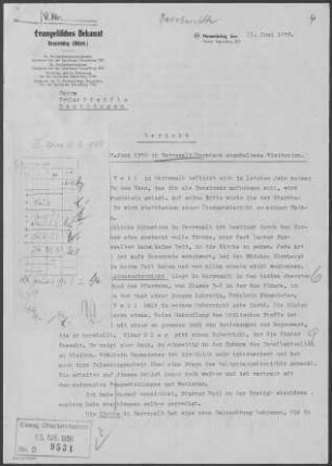 Herrenalb-Bernbach: Visitationsbericht mit Pfarrbericht 1958