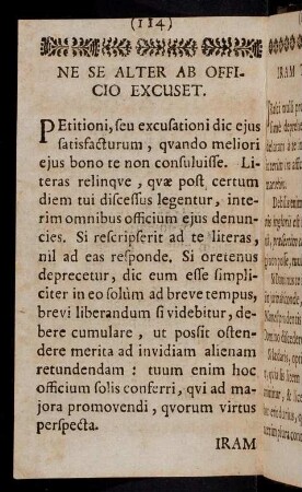 114-121, Ne Se Alter Ab Officio Excuset; Iram Tenere