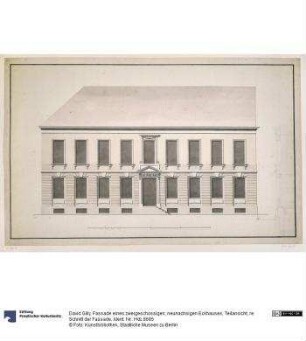 Fassade eines zweigeschossigen, neunachsigen Eckhauses, Teilansicht, re. Schnitt der Fassade