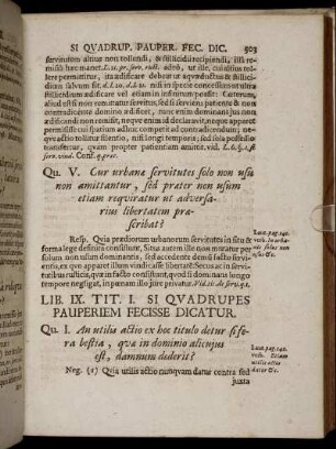Lib. IX. /Tit. I. Si Quadrupes Pauperiem Fecisse Dicatur. - Tit. IV. De Noxalibus Actionibus.