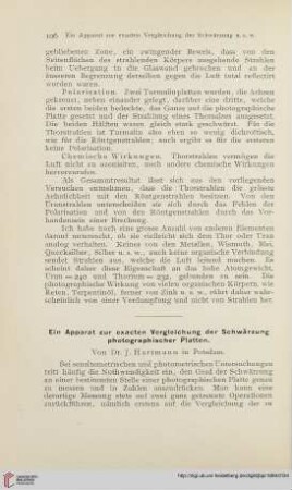 13: Ein Apparat zur exacten Vergleichung der Schwärzung photographischer Platten