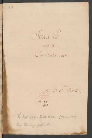 Sonaten; cemb; e-Moll; H 106; Wq 65/30