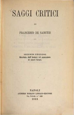 Saggi critici, 1