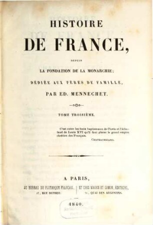 Histoire de France depuis la fondation de la Monarchie, 3