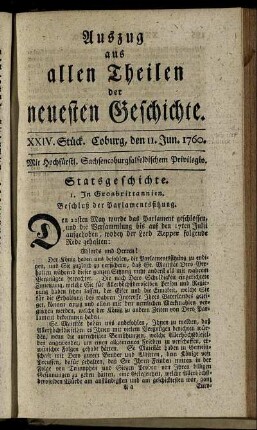 XXIV. Stück. Coburg, den 11. Jun. 1760.