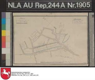 Plan vom südlichen Teil der Stadt ESENS Kolorierte Zeichnung von Börner Papier auf Leinen Format 28,6x20,2 M 1:3.010