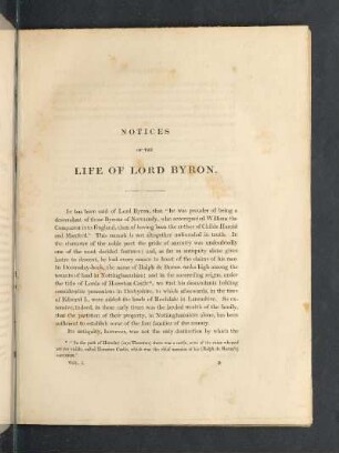 Notices of the life of Lord Byron