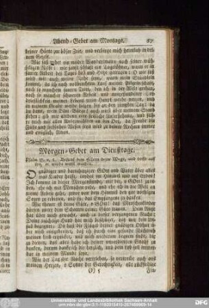 Morgen-Gebet am Dienstage.