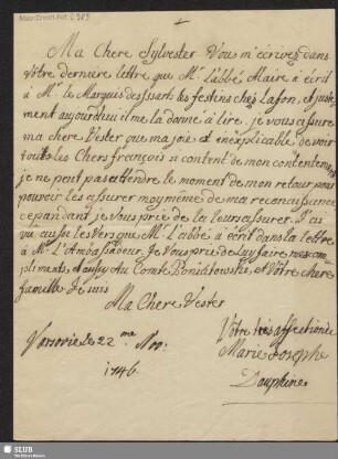 Eigenhändiger Brief - Mscr.Dresd.Aut.2989