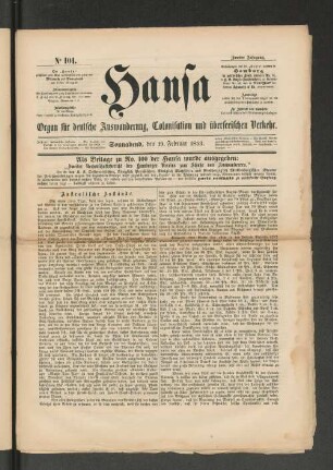 No. 101. Sonnabend, den 19. Februar 1853.