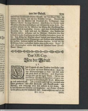 Das XIII. Cap. Von der Gedult.