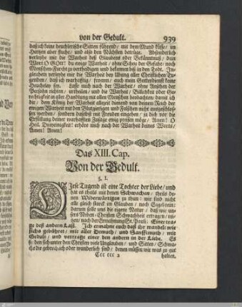 Das XIII. Cap. Von der Gedult.