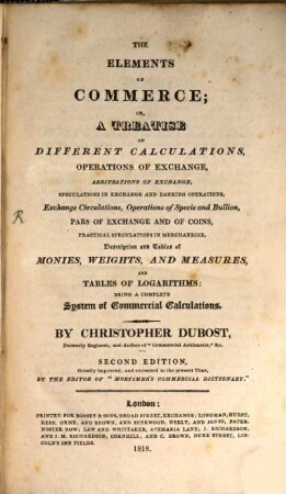 The elements of commerce ... : ... being a complete System of Commercial Calculations