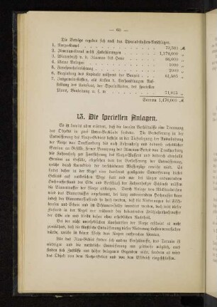 13. Die speciellen Anlagen.
