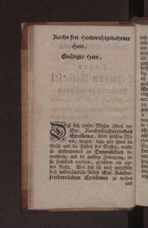 Gnädiger Herr! Vorrede.