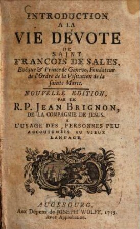 Introduction à la vie dévote de Saint François de Sales