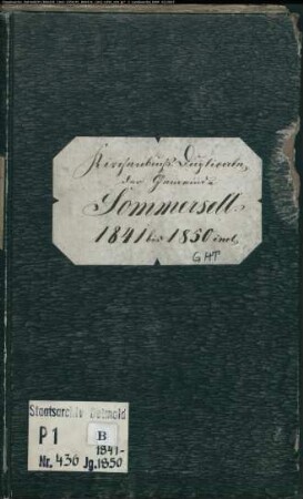 Kirchenbuchduplikat der katholischen Gemeinde Sommersell, Kreis Höxter (GHT 1841-1850) (Gemeinde: Katholische Gemeinde Sommersell)
