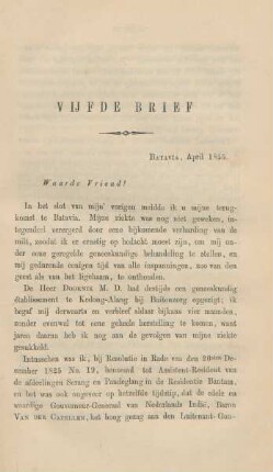 Vijfde brief. Batavia, April 1855