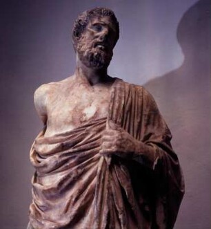 Hippokrates-Statue : Kos, Archäologisches Museum. Statue des Hippokrates. Fund in der Cavea des römischen Odeions in Kos-Stadt. Späthellenistisch, nach klassischem Prototyp