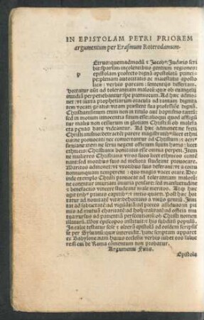 In Epistolam Petri Priorem argumentum ...