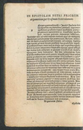 In Epistolam Petri Priorem argumentum ...