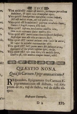 Quæstio Nona. Quid sit Carmen Epigrammaticum?