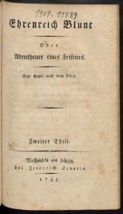 T. 2: Ehrenreich Blunt Oder Abentheuer eines Friseurs