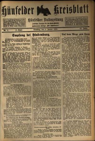 Zweite Ausgabe vom Samstag, den 04. Januar 1930.