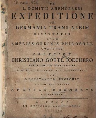 De L. Domitii Ahenobarbi expeditione in Germania trans Albim dispvtatio