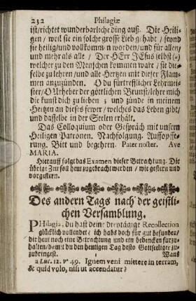 Des andern Tags nach der geistlichen Versamblung.