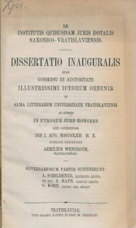 De institutis quibusdam juris dotalis Saxonico-Vratislaviensis