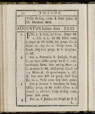 Augustus habet dies XXXI.