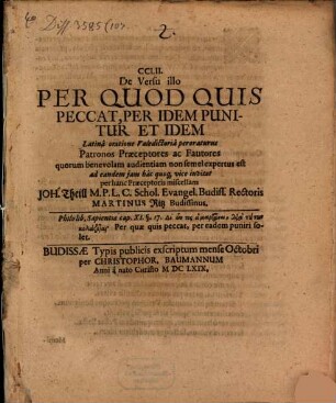 CCLII. De versu illo: Per quod quis peccat ...