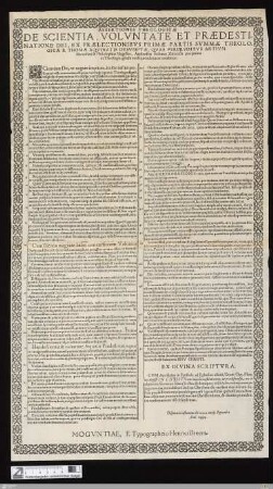 Assertiones Theologicae De Scientia, Volvntate Et Praedestinatione Dei, Ex Praelectionibvs Primae Partis Svmmae Theologicae B. Thomae Aqvinatis Desvmptae : Disputatio instituetur die XXII. mense Septembri Anni 1595
