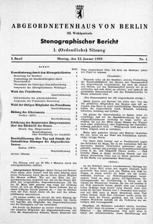 Nr. 1, 12. Januar 1959