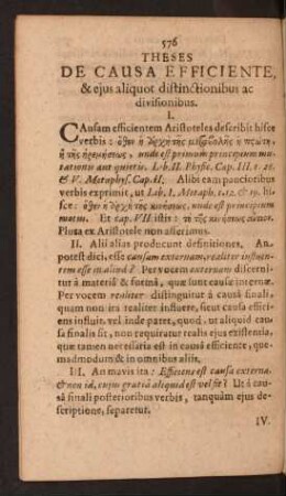 Theses De Causa Efficiente, & ejus aliquot distinctionibus ac divisionibus.