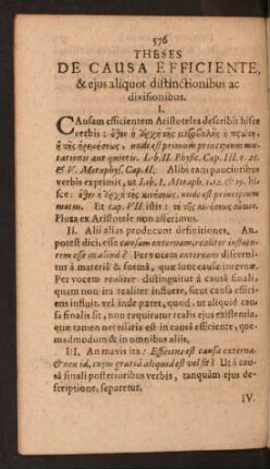 Theses De Causa Efficiente, & ejus aliquot distinctionibus ac divisionibus.