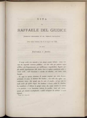 VITA DI RAFFAELE DEL GIUDICE GENERALE BRIGADIERE DE' RR. ESERCITI NAPOLETANl letta nella tornata del di 2 luglio del 1882.
