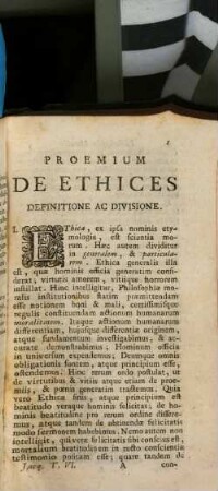 Institutiones philosophicae ad studia theologica potissimum accomodatae, 6. Ethicam complectens