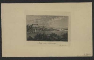 Ansicht von Pirna und der Festung Sonnenstein, Stich, um 1810? : Pirna und Sonnenstein. - Dresden : Otto u. Lehmann , [um 1810?]. - 1 Kunstbl. : Stich ; 11 x 7 cm