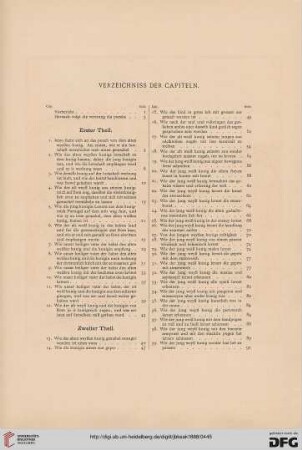 Verzeichnis der Capiteln