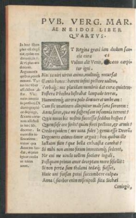 Pub. Verg. Mar. Aeneidos Liber Quartus.
