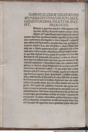 Gerontocomia : gewidmet Papst Innocentius VIII.