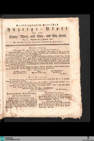 Grossherzoglich Badisches Anzeige-Blatt für den Kinzig-, Murg- und Pfinz-Kreis, Großherzoglich Badisches Anzeige-Blatt für den Kinzig-, Murg-, Pfinz- und Enz-Kreis