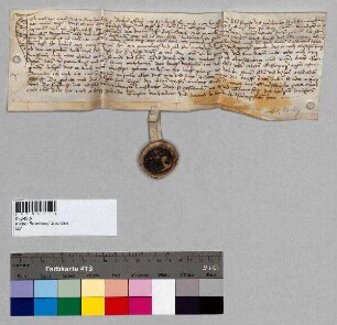 Freistiftsrevers des Ortlieb (Ortel), Sohn des Martin Sündt zu Frasdorf, gegenüber Propst Kaspar von Baumburg für die Hälfte des Viertelhofs (Viertailhofs) zu Frasdorf.; S: Alex Gessenberger