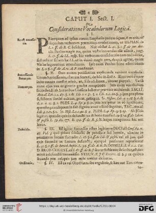 Sect. I: De Consideratione Vocabulorum Logica