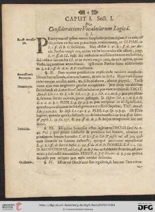 Sect. I: De Consideratione Vocabulorum Logica